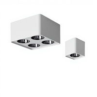 Spot LED carré intelligent à quatre têtes, anti-éblouissement, à montage en surface, lumière chaude 3500K, Ra90 CRI, dimmable, pour salon