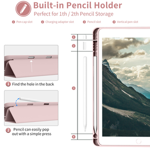 Gran oferta de 10,2/12,9 pulgadas para iPad 5/6/8/9 generación 360 soporte completo a prueba de golpes TPU PU 2 en 1 funda para tableta con portalápices - Product Image 4