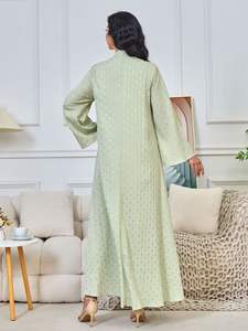 Nueva Djellaba Musulmana <span class=keywords><strong>de</strong></span> Verano para <span class=keywords><strong>Mujer</strong></span>, Vestido Bordado con Cuentas Doradas, Manga Larga, Elegante y Modesto, <span class=keywords><strong>de</strong></span> Poliéster, Estilo Dubái - Product Image 2