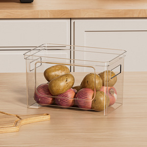 Boîte de rangement empilable transparente pour cuisine avec couvercle en bois, organisateur multifonction pour salle de bain et cuisine - Product Image 3