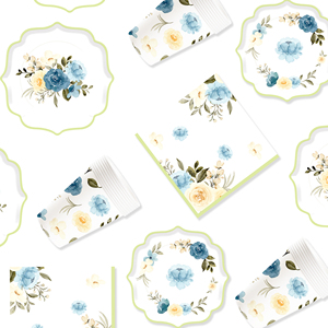 DAMAI - Juego de Vajilla Desechable de Papel con Diseño de Flores al Estilo Chino para Fiestas de Cumpleaños, Platos, Servilletas y Vasos para Fiestas de Boda - Product Image 4