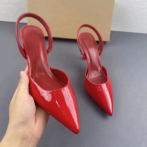 Sandalias de Tacón Alto Rojas para Mujer, Cómodas y Elegantes, Diseño Clásico con Tira Trasera y Punta en Pico - Product Image 1