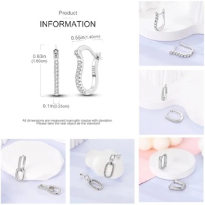 <span class=keywords><strong>Orecchini</strong></span> a <span class=keywords><strong>Cerchio</strong></span> MULA in <span class=keywords><strong>Argento</strong></span> Sterling 925, Placcati in Rodio con Zirconi, Design Geometrico a U, Gioielli da Matrimonio per Donne - Product Image 5