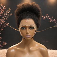 Perruque en cheveux humains bouclés afro kinky avec dentelle HD, pré-épilée avec bordure 4C, perruque frontale afro sans colle, cheveux vierges alignés sur les cuticules