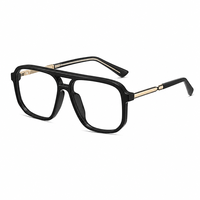 Montures de lunettes carrées style millionnaire # Montures de lunettes optiques unisexes surdimensionnées 60040, monture pilote, gris clair bleu léopard