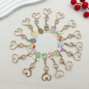 Cute Easter Bunny Egg Heart Shape Metal Keychain Colorful Key Ring Lovely Bag Charm Pendant Gift for Women Girls - Product Image 4