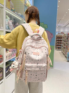 Large Capacity Cute Backpack - Polka Dot High School College Student Backpack - Elementary Student Lightweight Backpack - Product Image 2