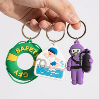 Porte-clés en caoutchouc pour sports nautiques, formes variées de planche de surf, bonnet de bain et planche de natation, en PVC étanche, certifié CE