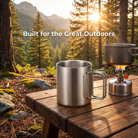 Mug à café isotherme en acier inoxydable de 300 ml avec poignée pliable, affichage de la température, portable, pour le camping et les voyages