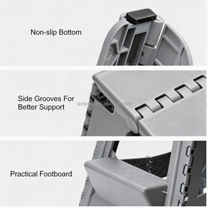 Durable Plastic <strong>Folding</strong> <strong>Stool</strong> with Non-Slip Pedal Purpose Safety Collapsible Fold up <strong>Stepping</strong> <strong>Stool</strong> for Kids and Adults - Product Image 2
