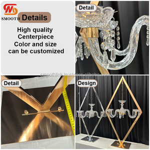 Centrotavola Nuziale con Cornice in Oro, Argento e Diamanti, Supporto per Candele e <span class=keywords><strong>Lampadario</strong></span> - Product Image 2
