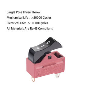 Interruptor Basculante <span class=keywords><strong>de</strong></span> 3 Pines, Cuadrado, OFF-ON1-ON12, 3 Posiciones, Material PA66, Cumple con RoHS, Terminal <span class=keywords><strong>de</strong></span> Soldadura para Secadores <span class=keywords><strong>de</strong></span> Pelo, 10A, Alta Corriente - Product Image 3