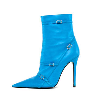 Light Autumn Winter Short Daily Shoes Outdoor High Heel Pointy Toe Ankle <b>Boots</b> for Lady Girls Fashion Buckle Solid Size 45 - Product Image 3