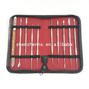 Paslanmaz çelik diş balmumu oyma araçları balmumu oymacı oyma 10 adet Set cerrahi diş heykel bıçak enstrüman kiti ile kılıf - Product Image 5