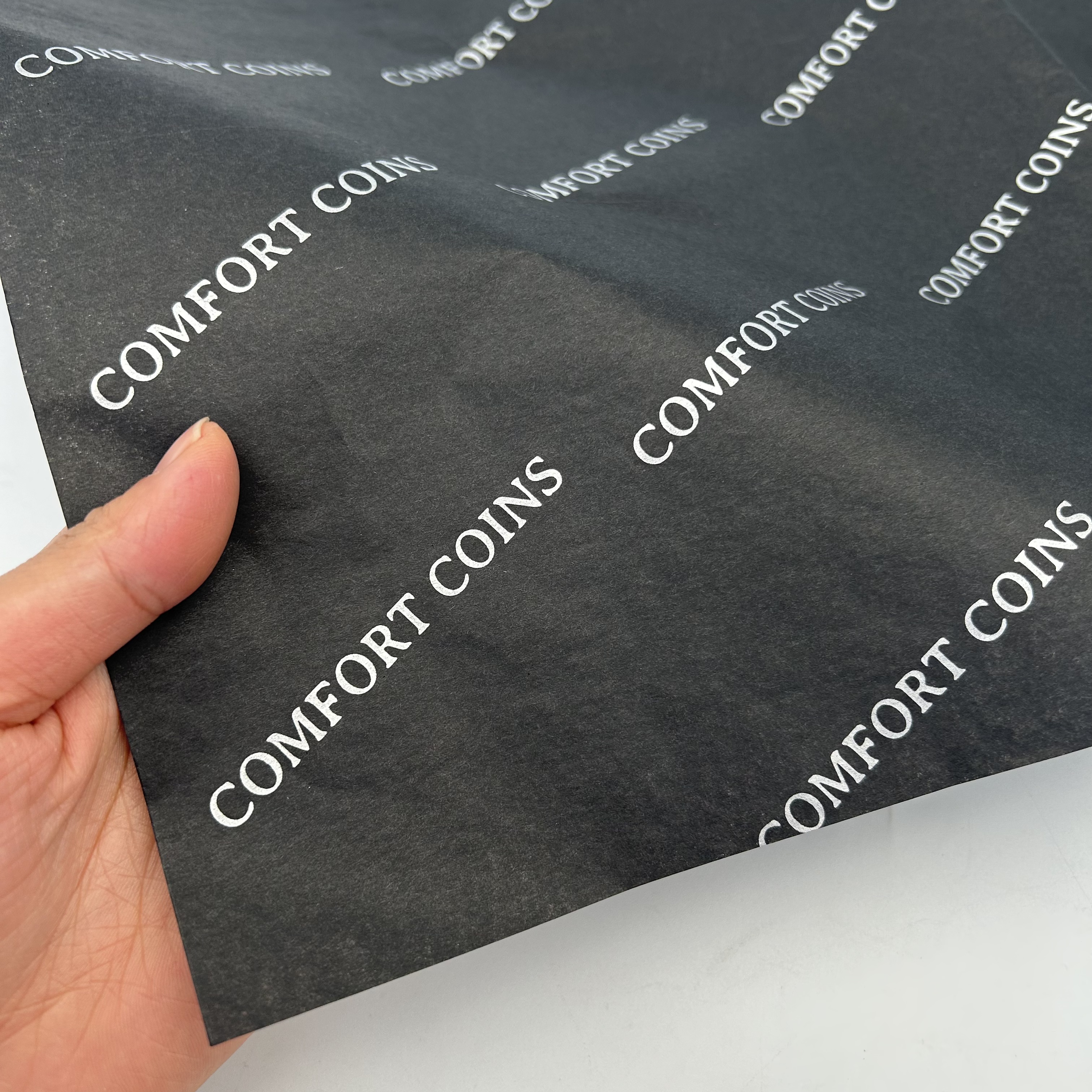 High-End Customized Tissue Paper Luxury Silver Logo Printed Wrapping Paper Free Design For High-end Shoes & Apparel Packaging