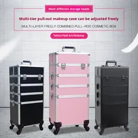 Nouvelle valise de beauté professionnelle multicouche, grande capacité, boîte à maquillage, chariot à roulettes décontracté, valise de voyage à roulettes