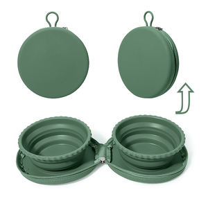 BPA livre silicone bacias do cão para viagens fácil tendo dobrável tigela dupla - Product Image 5