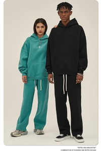 Fabrication de sweats <span class=keywords><strong>à</strong></span> capuche unisexes surdimensionnés en <span class=keywords><strong>molleton</strong></span> épais respirant en coton 350 g/m² avec logo personnalisé de haute qualité OEM - Product Image 2