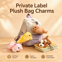 Porte-clés en peluche mignon et moelleux en forme d'animal couché (Canard, Cochon, Chiot, Ours), mini poupée en peluche, pendentif de sac à dos, cadeau