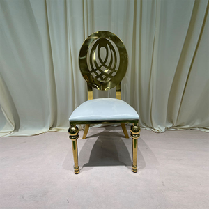 Chaise de salle à manger moderne en acier inoxydable à dossier creux, coussin en cuir, stable et empilable pour hôtels, mariages, événements, vente en gros et <span class=keywords><strong>location</strong></span> aux États-Unis - Product Image 4