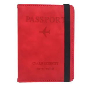 Großhandel Custom PU Leder Pass hülle Bestseller Travel Wallet mit Karten etui Ticket Slot RFID Blocking Passport Holder