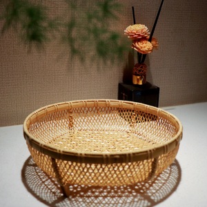 <b>Bamboo</b> Woven Fruit Basket Round 22X22X8 Cm For Kitchen Food Storage - Product Image 4