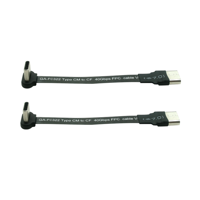 New Design Flat Straight USB a Male to 90 Degree USB C Male Thin Flat Soft Flexible FPC Charge Cable
