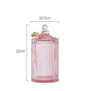 Hot Bán Con Chuồn Chuồn Bướm Sọc Thủy Tinh Mật Ong Lưu Trữ Chai <span class=keywords><strong>Jar</strong></span> Nến Thực Phẩm Nacks Lọ Với Glass Nắp - Product Image 5