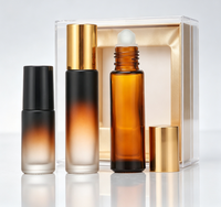 Flacon roll-on en verre transparent givré à étiquette privée, impression personnalisée du logo, flacon vide pour huile essentielle avec bille métallique