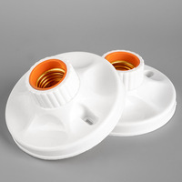 Portalámparas LED E27 Plano de 12 cm, Plástico Baquelita con Revestimiento Interno de Rosca Resistente, Blanco, Seguro y Sostenible