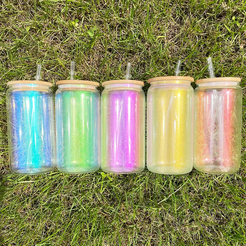 20 Unzen Regenbogen glasdose Classic Can Tumbler Glasses irisierende Trinkgläser für Wasser, Wein, Bier, Cocktails und Mixgetränke