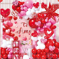 Ensemble de ballons décoratifs sur le thème de la Saint-Valentin espagnole - Ballons en aluminium « Te Amo » (Je t'aime) Joyeuse Saint-Valentin