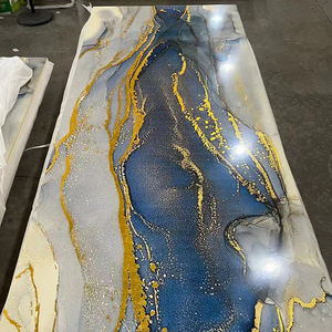 Nội thất vật nuôi bảng tường vàng lá phim tre than bóng UV đá cẩm thạch gỗ Veneer Bảng điều chỉnh cho TV nền - Product Image 5