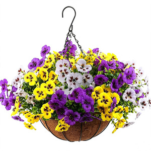 Bouquet de fleurs artificielles de primulas blanches, violettes et jaunes pour la décoration de la maison et des mariages - Product Image 4