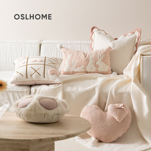 Cojín Ousilu para Niños, Modelo Casa de Muñecas, Estilo Princesa Nórdica, Cojín de Conejo Adorable para Sala de Niñas, Color Rosa - Product Image 1