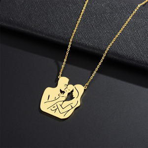 Ciondolo famiglia personalizzato collana in acciaio inossidabile Color oro placcato una famiglia di <span class=keywords><strong>tre</strong></span> pendenti genitore-figlio per <span class=keywords><strong>madri</strong></span> - Product Image 3