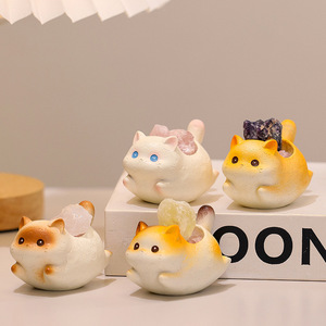 Ornement en cristal de chat mignon, chaton de dessin animé en résine, décoration de maison, décoration de bureau, collection, cadeau - Product Image 1