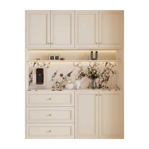 French Style <b>Sideboard</b> Storage Cabinet <b>Cream</b> Color Living Room Cabinet With Lacquered Doors Integrated Wall Mounted Design - Product Image 5