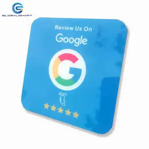 Customized Acrylic Nfc Google Review Plate Sign Stickers Ntag213 QR Code Social Media NFC Plate