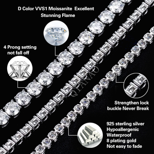 Gran oferta Hip Hop estilo D VVS diamante <span class=keywords><strong>Moissanite</strong></span> tenis pulsera 3-6mm 925 plata esterlina chapado en oro <span class=keywords><strong>Moissanite</strong></span> tenis cadenas
