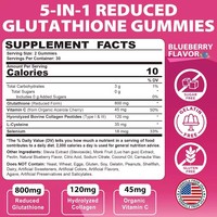 L-Glutathion Gummies Gehydrolyseerd Collageen Type I & III Antioxidant Supplement met L-Cysteïne, Vitamine C, Selenium