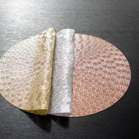 Napperon classique en PVC tressé motif soleil, pliable, à rayures entrelacées, texture ajourée, élégant, pour table, diamètre 380 mm