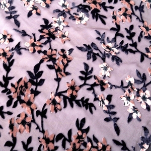 Tejido de alta calidad flores pequeñas impreso 20% Nylon80 % rayón simple brunout de terciopelo de seda de tela para el vestido de la ropa - Product Image 2