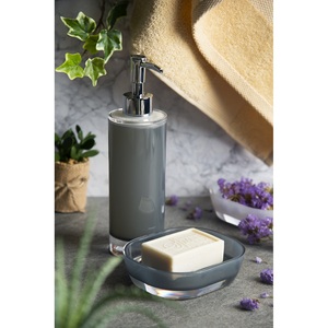 Excelsa Liquid Soap Dispenser Plastic 6x21.5x6 Cm Grey Manual <b>Refillable</b> Bathroom Desktop Minimalist Design - Product Image 2