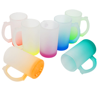 Offre Spéciale – Chope à Bière en Verre Dépoli 16oz avec Poignée – Style Européen Écologique à Couleurs Dégradées