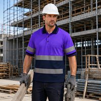 Chemise polo de sécurité haute visibilité ZUJA avec logo personnalisé, 100 % polyester, manches courtes, couleur contrastée, pour vêtements de sécurité réfléchissants