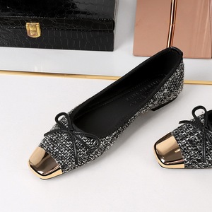 2025 Elegant Women Metal Square Toe Ladies <b>Bow</b> Flat <b>Shoes</b> - Product Image 4
