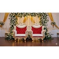 Chaise Trône Métallique de Luxe Vintage Élégante pour Mariage Royal, Blanche et Dorée, Professionnelle par les Fabricants Rajhans
