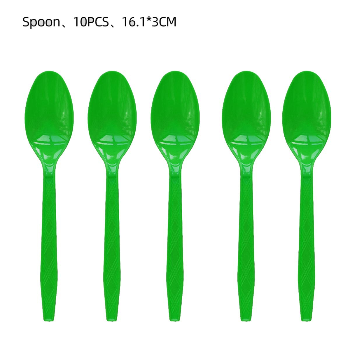 Cuillère en plastique verte-10pcs