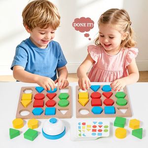 Jeu de société stimulant pour enfants : Empilage de blocs en bois pour tout-petits, jeu de combat pour 2 joueurs, soirée de jeux - Product Image 1